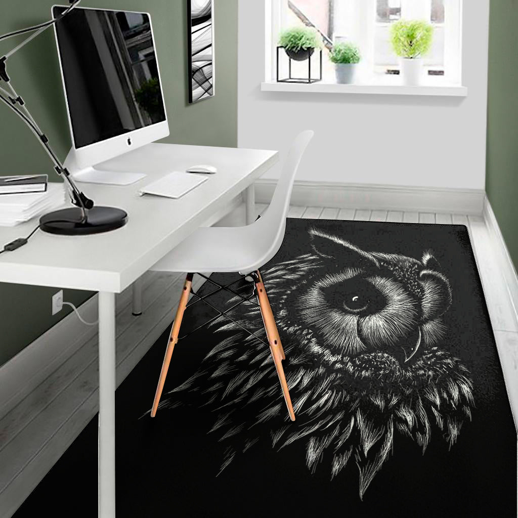 Black And White Owl Print Area Rug