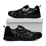 Black And White Owl Print Black Sneakers