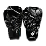Black And White Owl Print Boxing Gloves