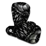 Black And White Owl Print Boxing Gloves