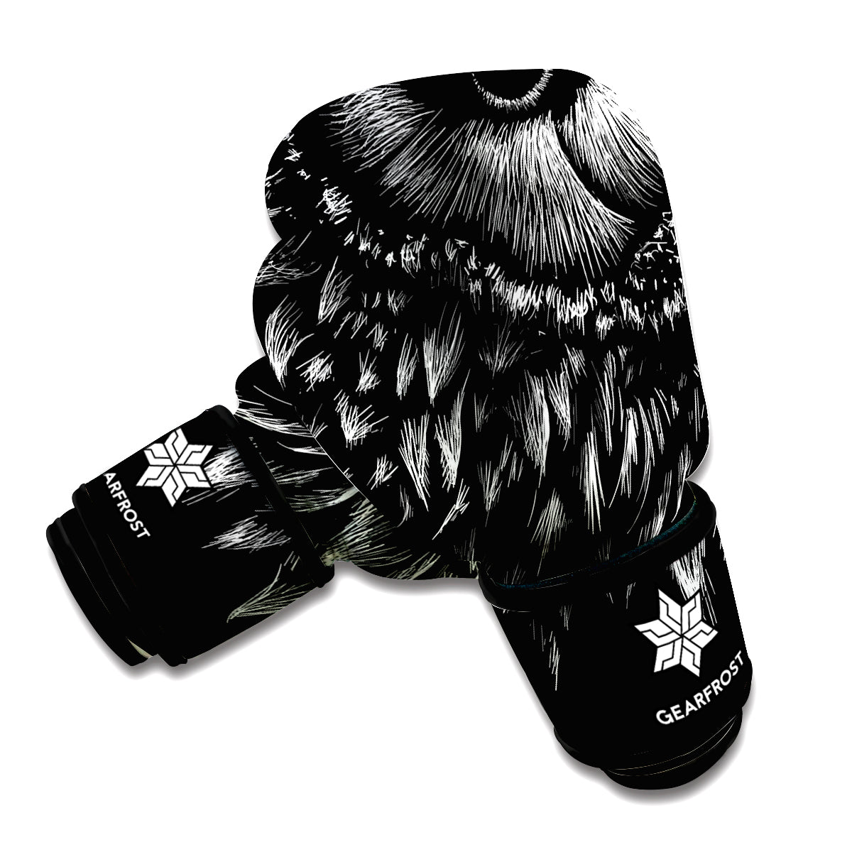 Black And White Owl Print Boxing Gloves