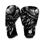 Black And White Owl Print Boxing Gloves