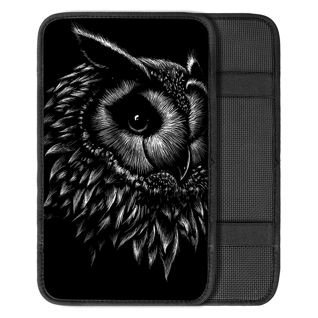 Black And White Owl Print Car Center Console Cover