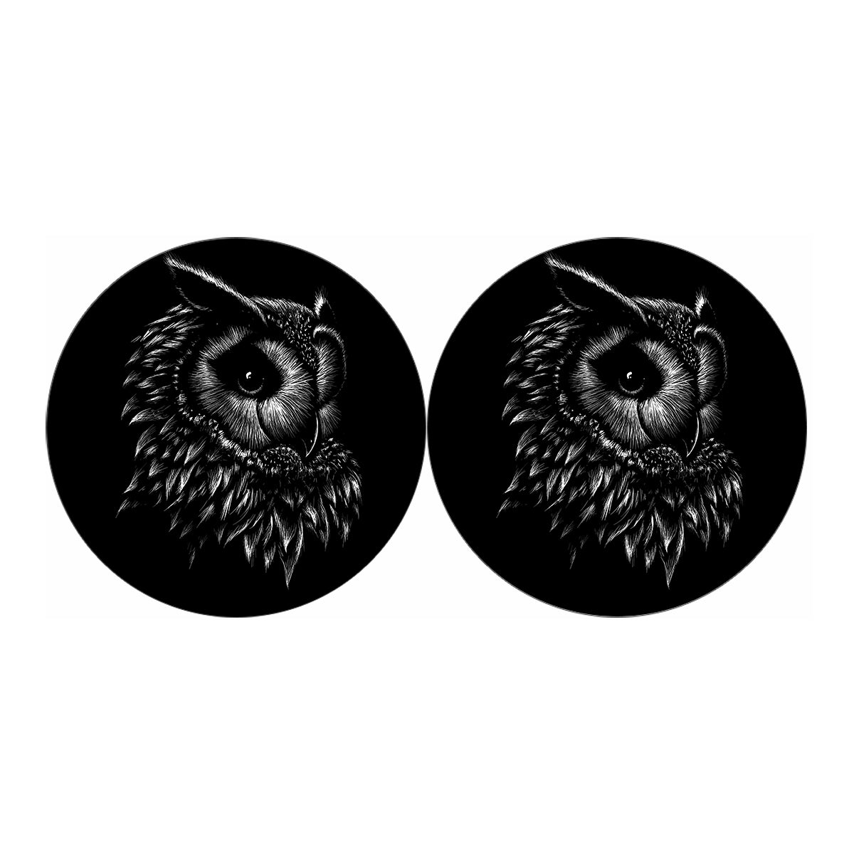Black And White Owl Print Car Coasters