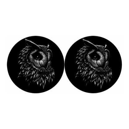 Black And White Owl Print Car Coasters