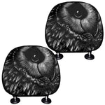 Black And White Owl Print Car Headrest Covers