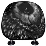 Black And White Owl Print Car Headrest Covers