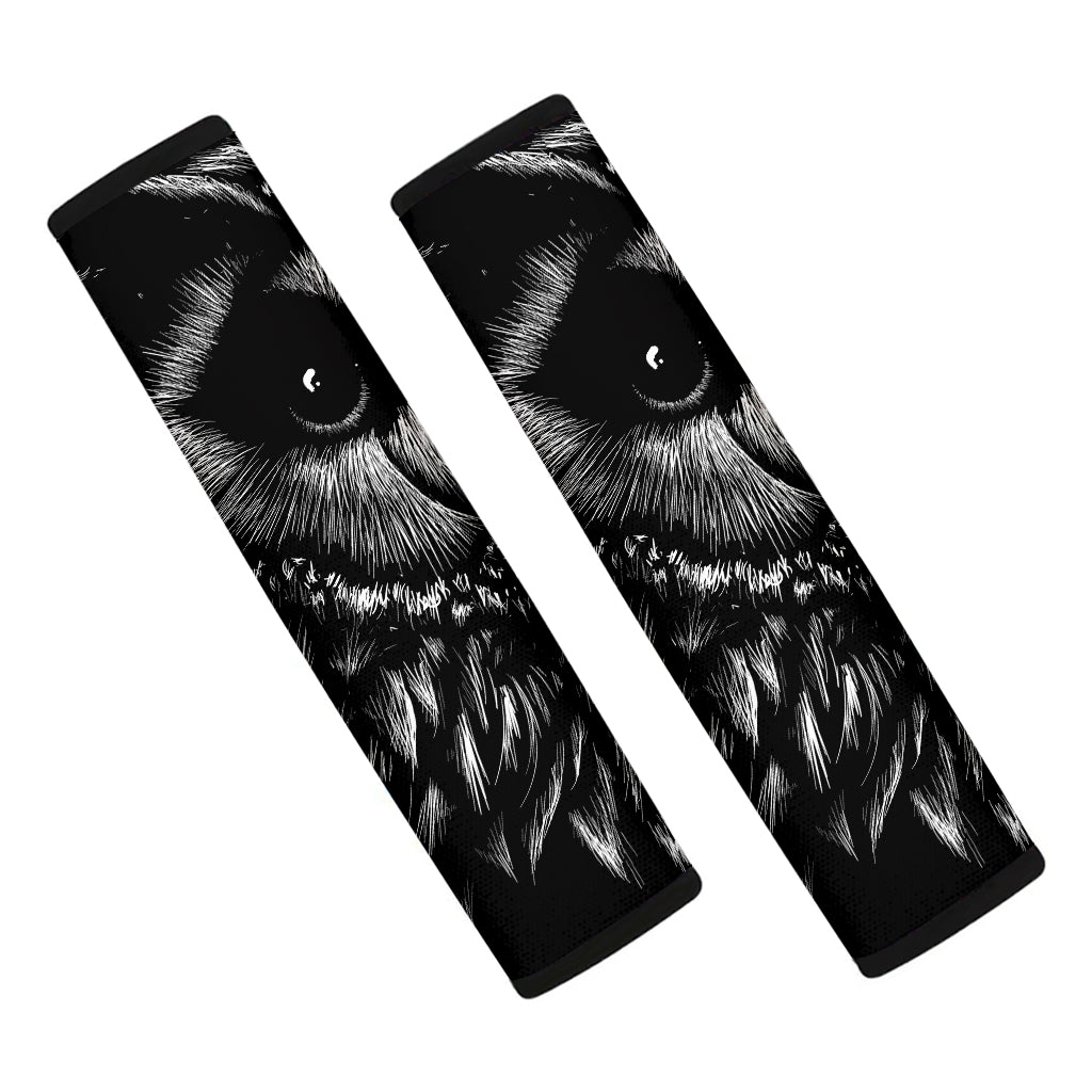Black And White Owl Print Car Seat Belt Covers
