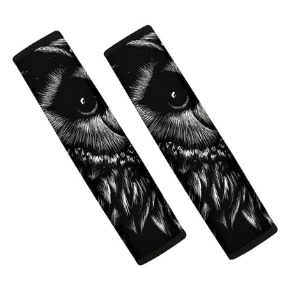 Black And White Owl Print Car Seat Belt Covers