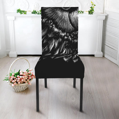 Black And White Owl Print Dining Chair Slipcover