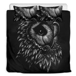 Black And White Owl Print Duvet Cover Bedding Set