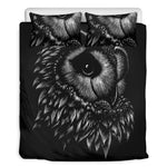 Black And White Owl Print Duvet Cover Bedding Set