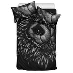 Black And White Owl Print Duvet Cover Bedding Set
