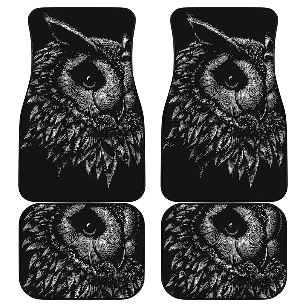 Black And White Owl Print Front and Back Car Floor Mats