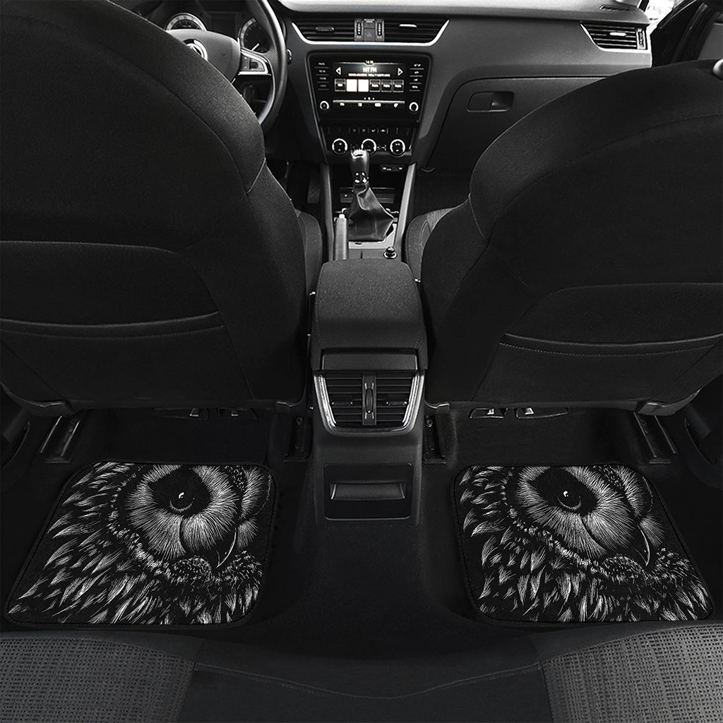 Black And White Owl Print Front and Back Car Floor Mats
