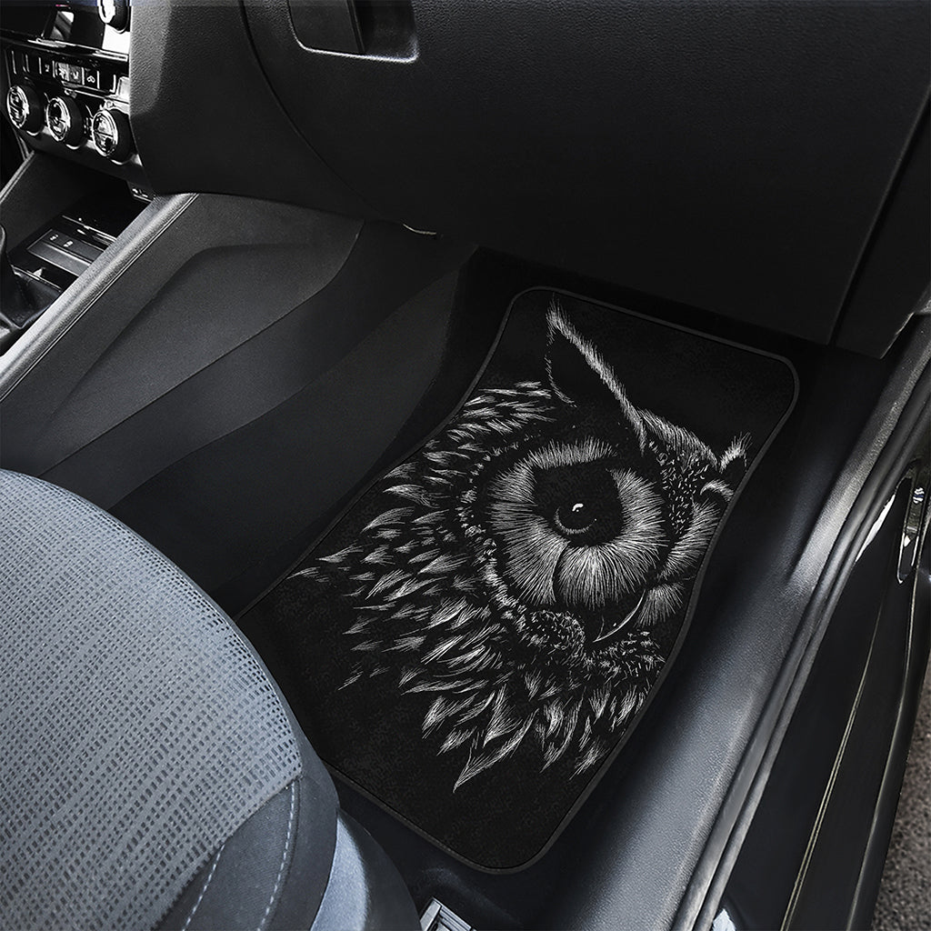 Black And White Owl Print Front and Back Car Floor Mats