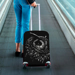 Black And White Owl Print Luggage Cover