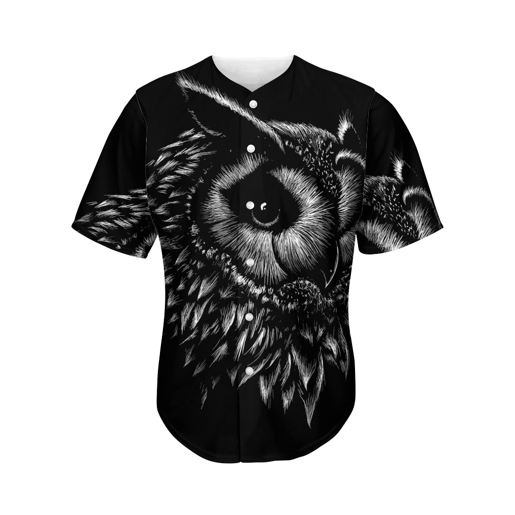 Black And White Owl Print Men's Baseball Jersey