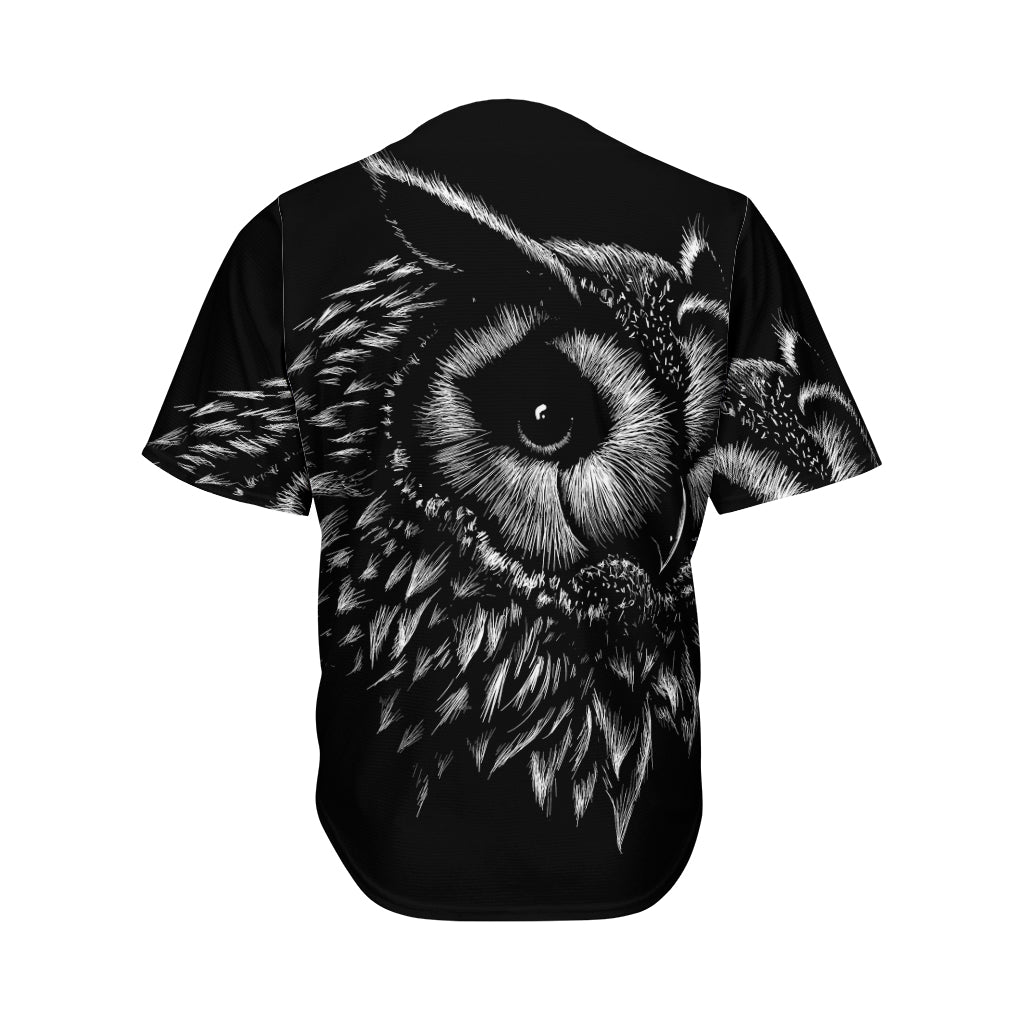 Black And White Owl Print Men's Baseball Jersey