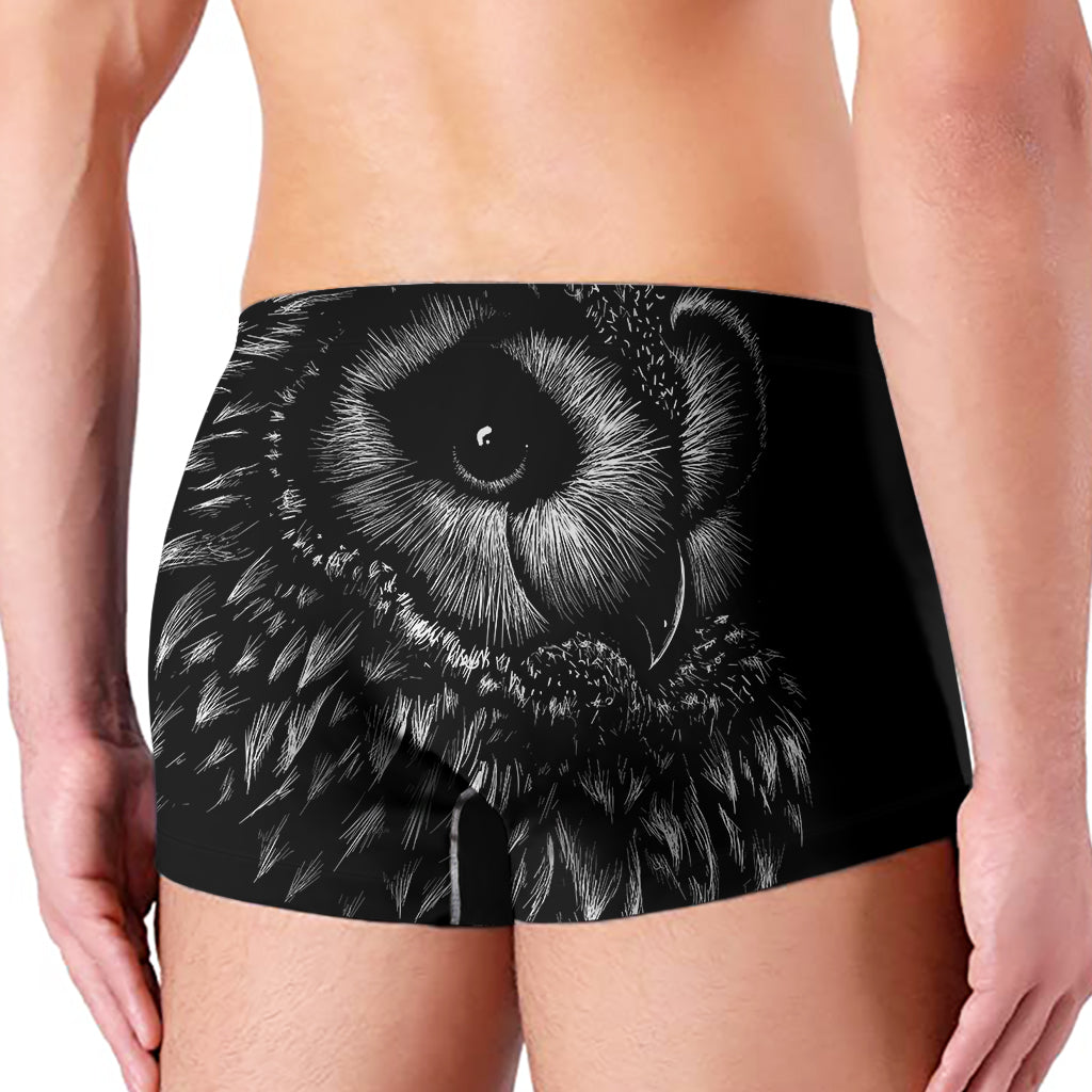 Black And White Owl Print Men's Boxer Briefs