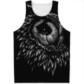 Black And White Owl Print Men's Tank Top