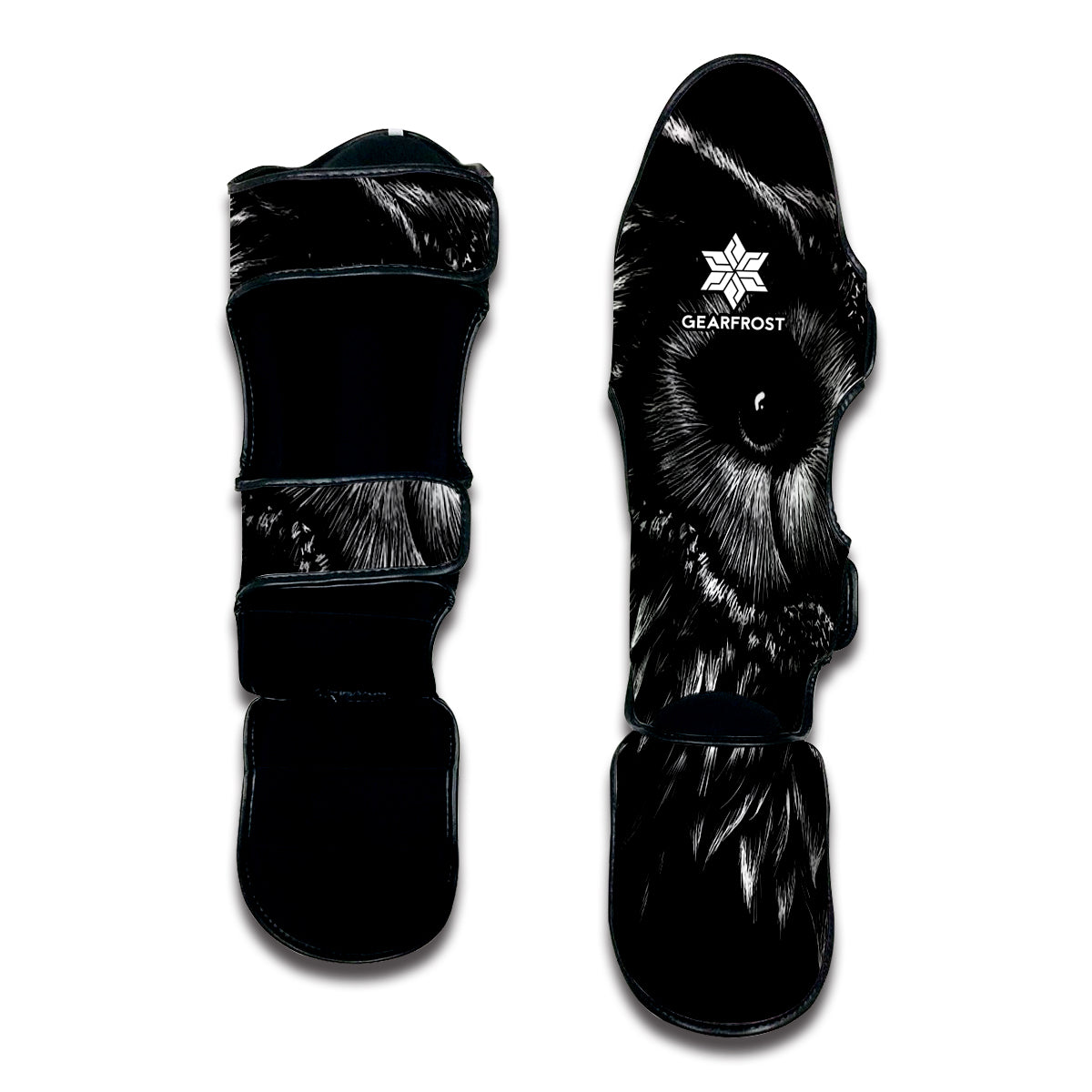 Black And White Owl Print Muay Thai Shin Guard