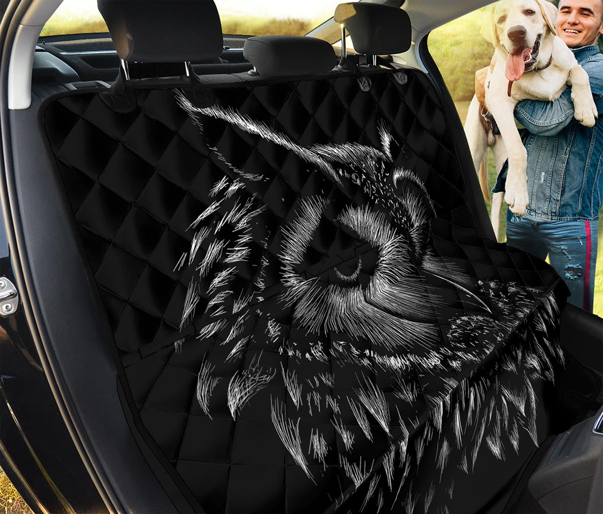 Black And White Owl Print Pet Car Back Seat Cover