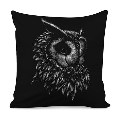 Black And White Owl Print Pillow Cover