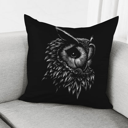 Black And White Owl Print Pillow Cover