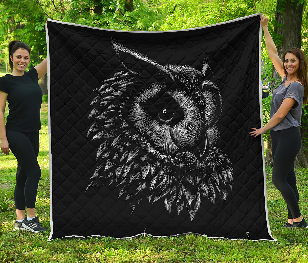 Black And White Owl Print Quilt