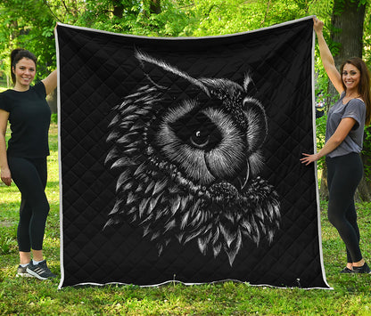 Black And White Owl Print Quilt