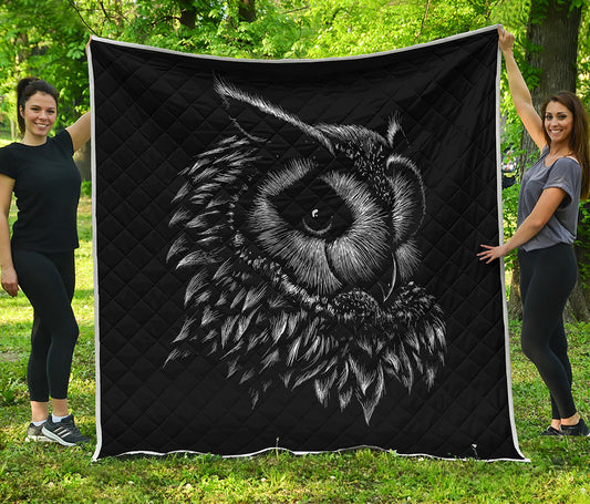 Black And White Owl Print Quilt