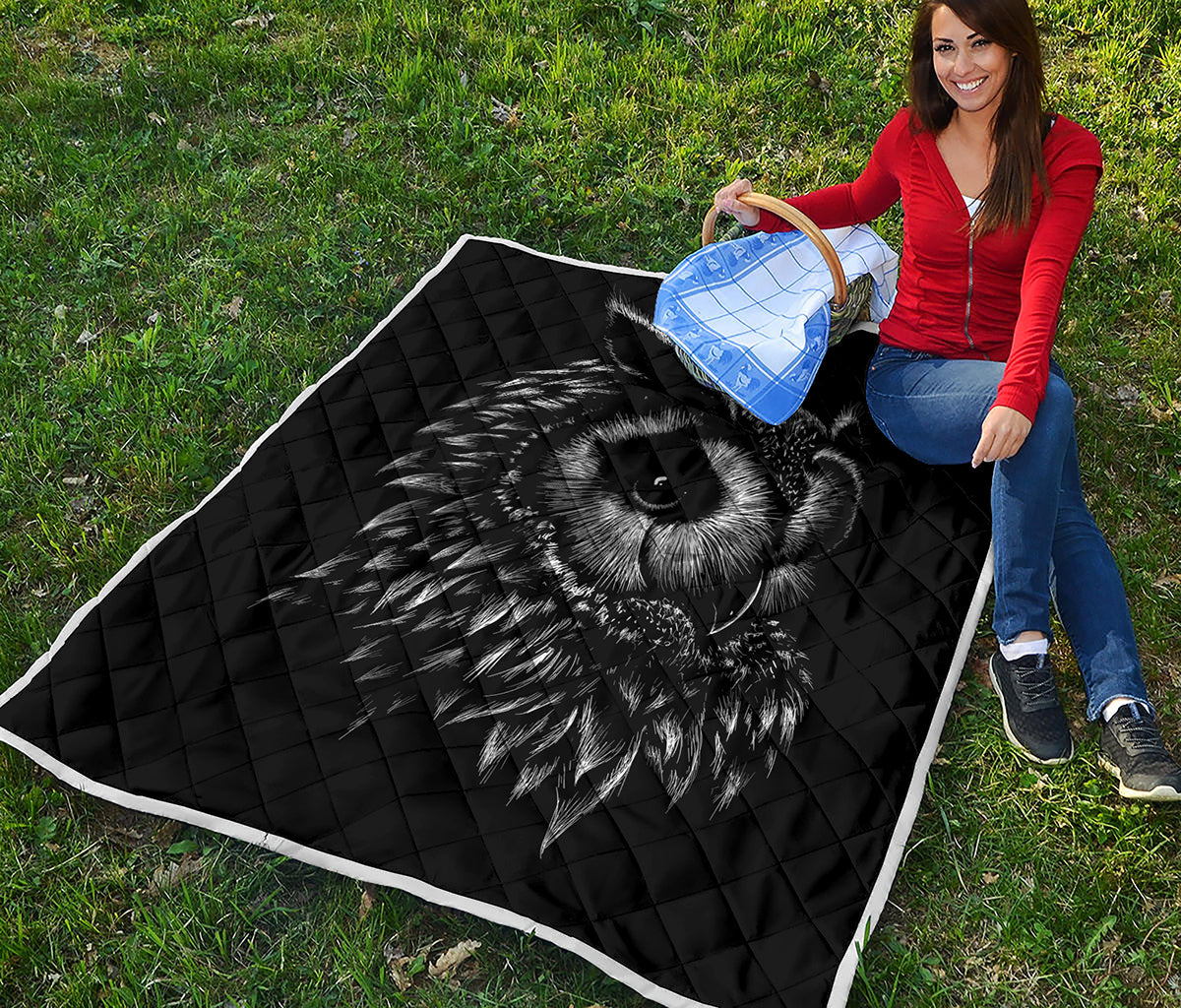 Black And White Owl Print Quilt