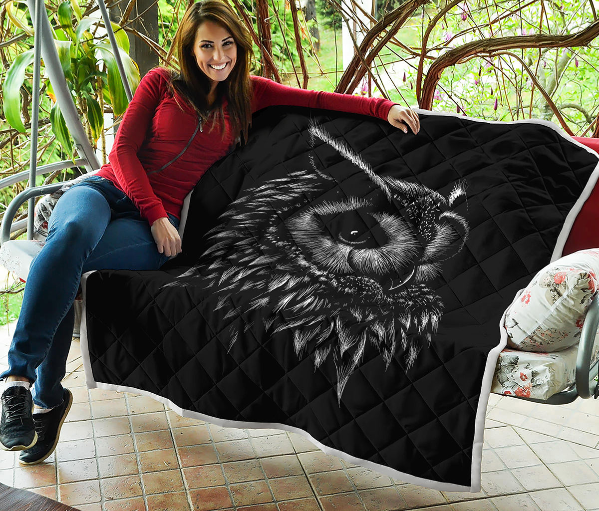 Black And White Owl Print Quilt