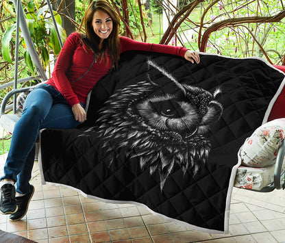 Black And White Owl Print Quilt