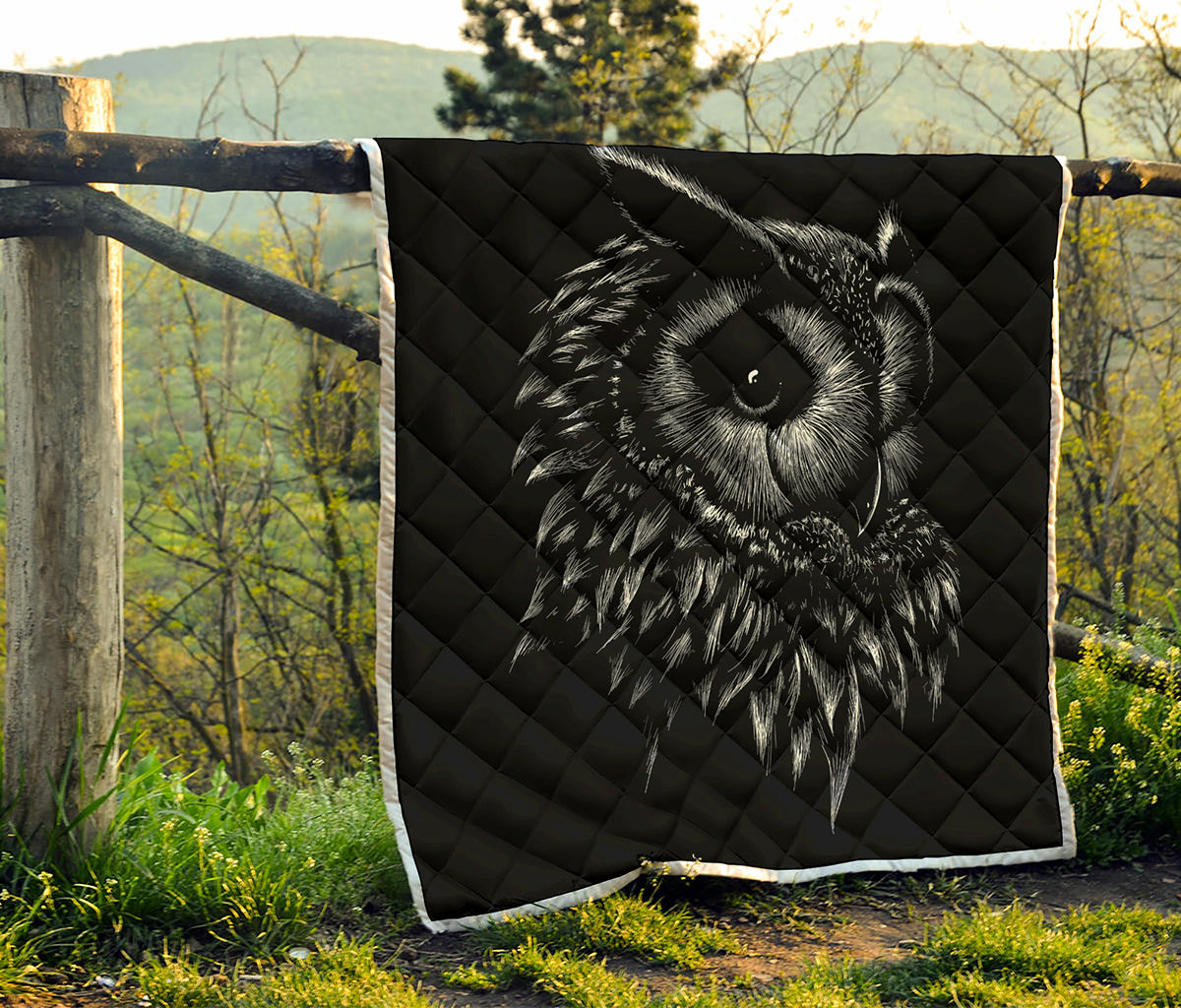 Black And White Owl Print Quilt