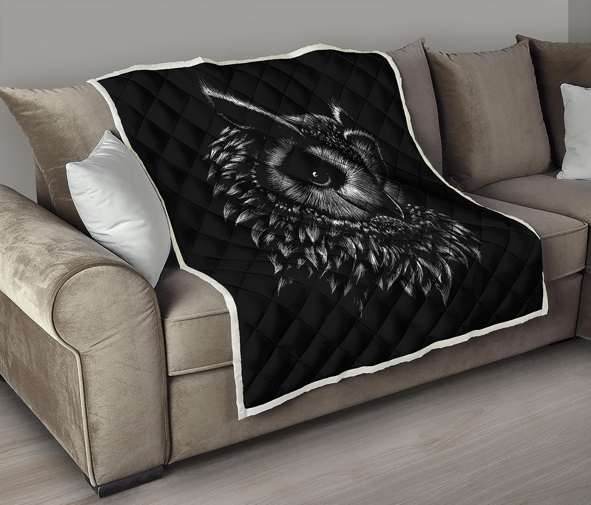 Black And White Owl Print Quilt