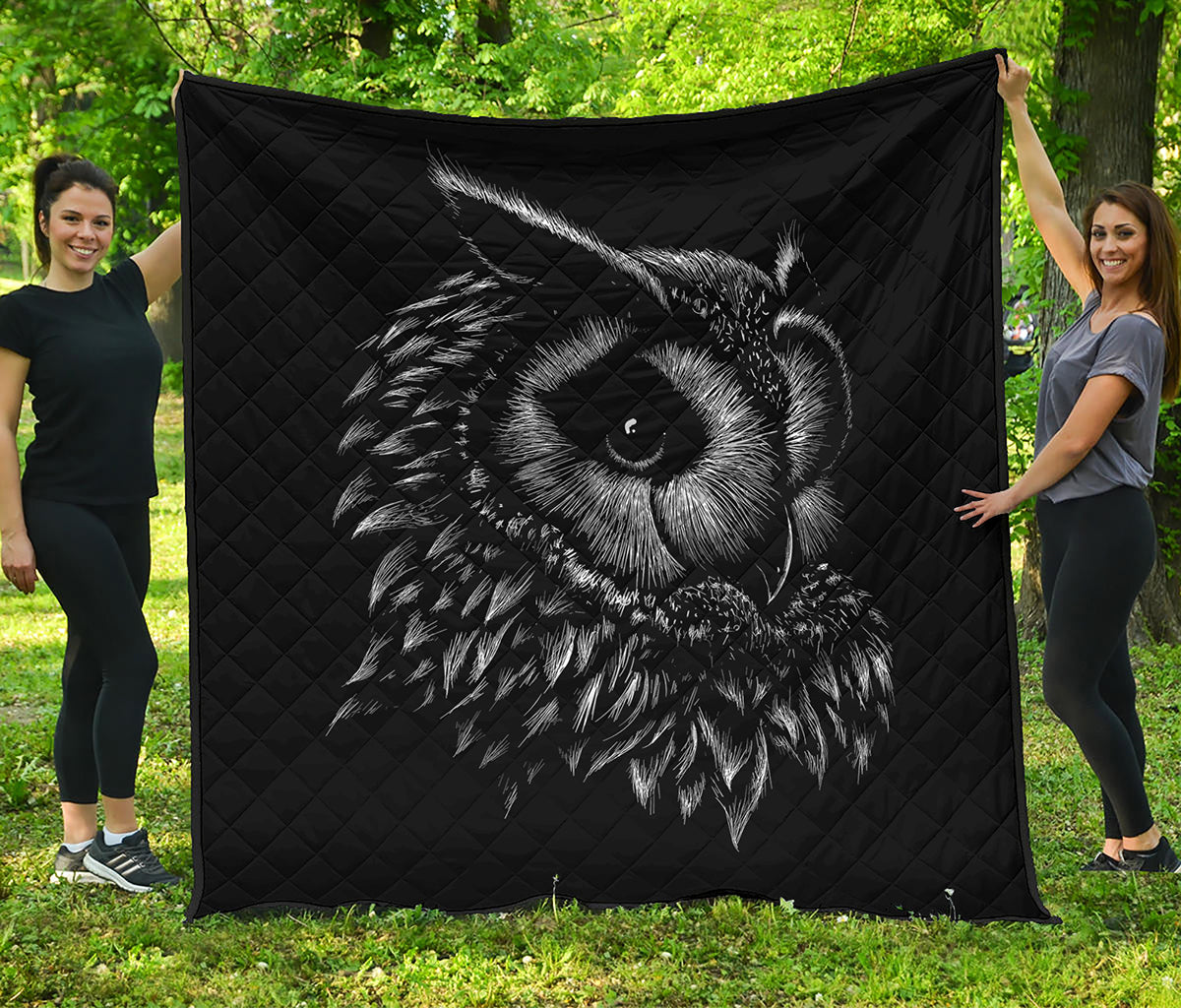 Black And White Owl Print Quilt