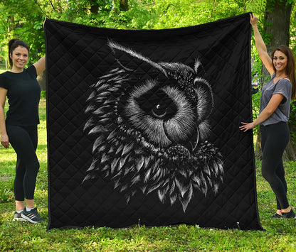 Black And White Owl Print Quilt