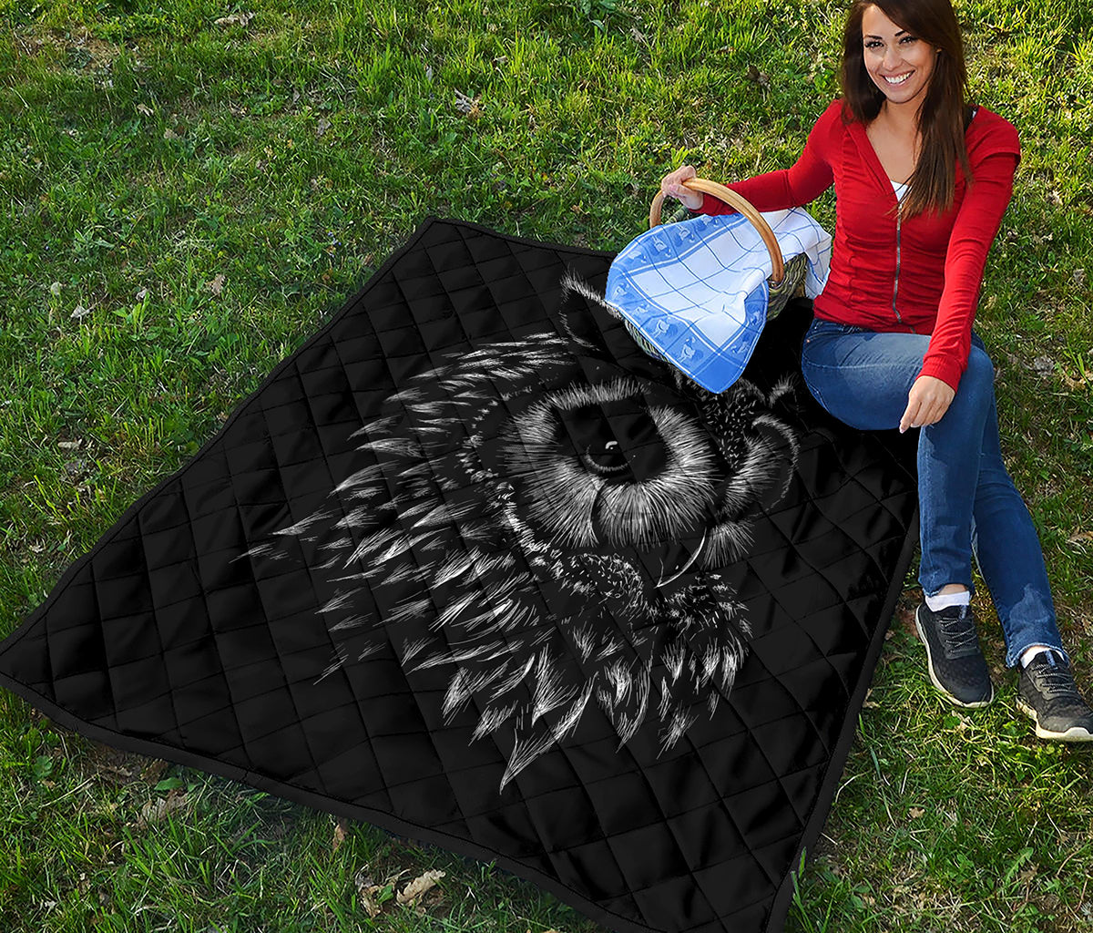 Black And White Owl Print Quilt
