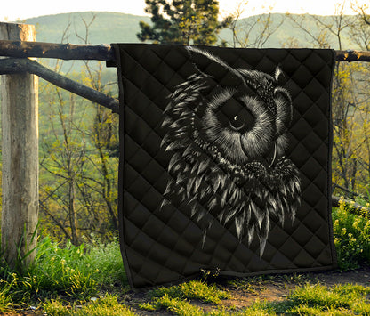 Black And White Owl Print Quilt