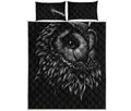 Black And White Owl Print Quilt Bed Set