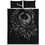 Black And White Owl Print Quilt Bed Set