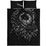 Black And White Owl Print Quilt Bed Set