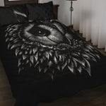 Black And White Owl Print Quilt Bed Set