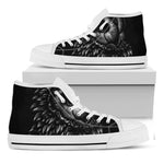 Black And White Owl Print White High Top Shoes