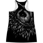 Black And White Owl Print Women's Racerback Tank Top