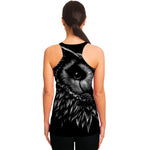 Black And White Owl Print Women's Racerback Tank Top