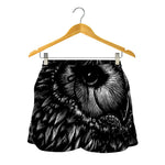 Black And White Owl Print Women's Shorts