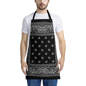 Black And White Paisley Bandana Print Apron